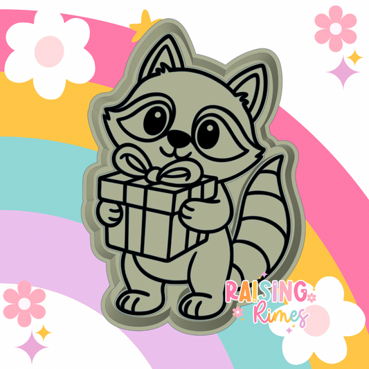 Raccoon w/ Present Silicone Mold