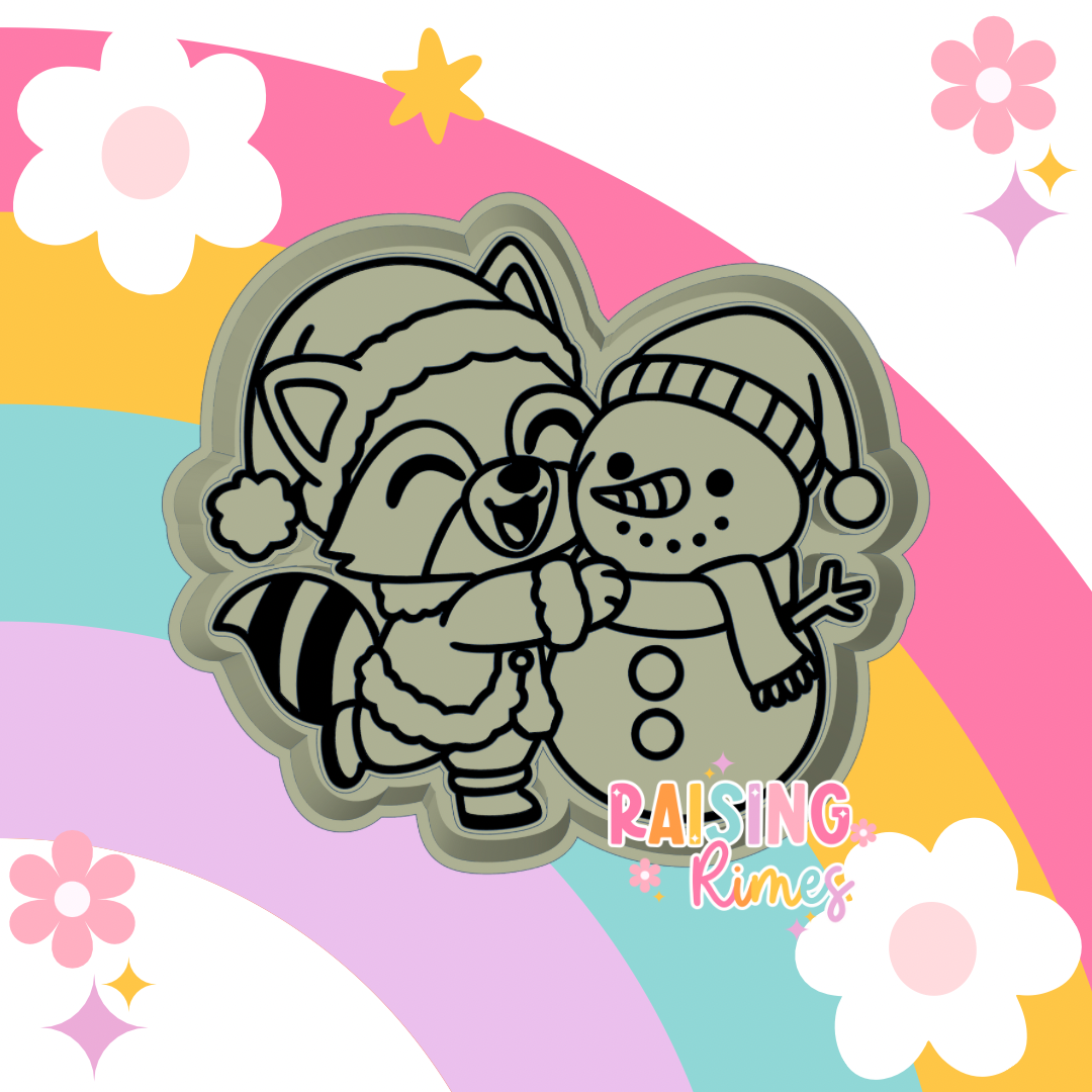 Raccoon and Snowman Silicone Mold