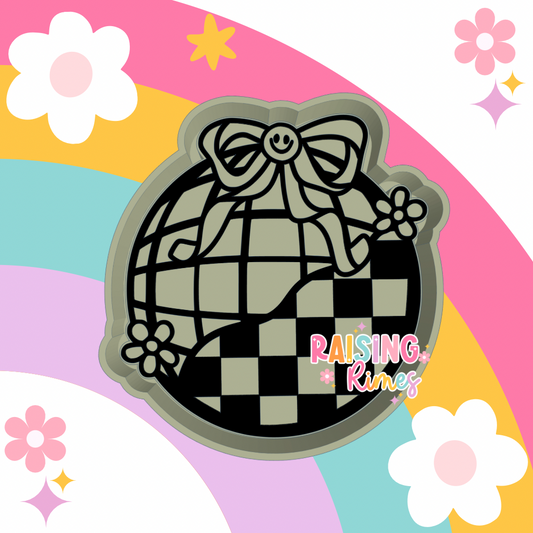 Checkered Disco w/ Smiley Bow Silicone Mold