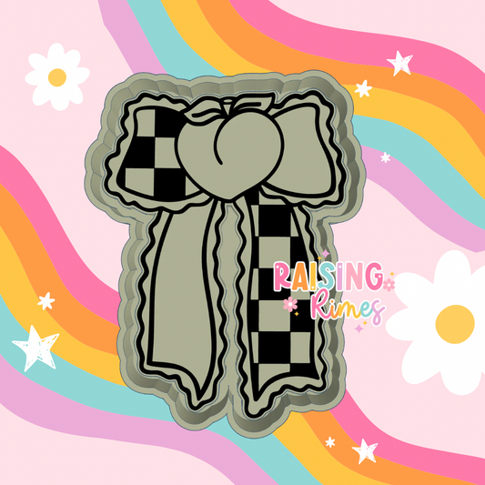 Checkered Peach Bow Silicone Mold