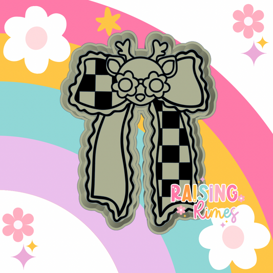 Groovy Deer Checkered Bow Silicone Mold