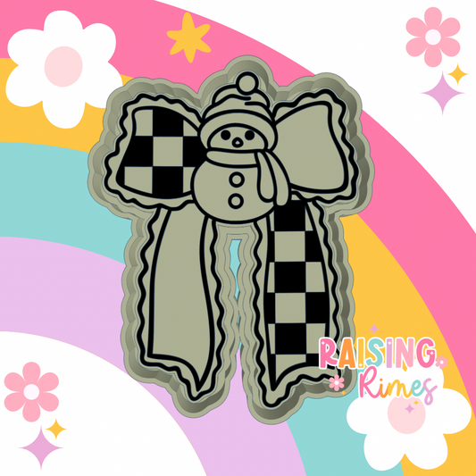 Snowman Checkered Bow Silicone Mold