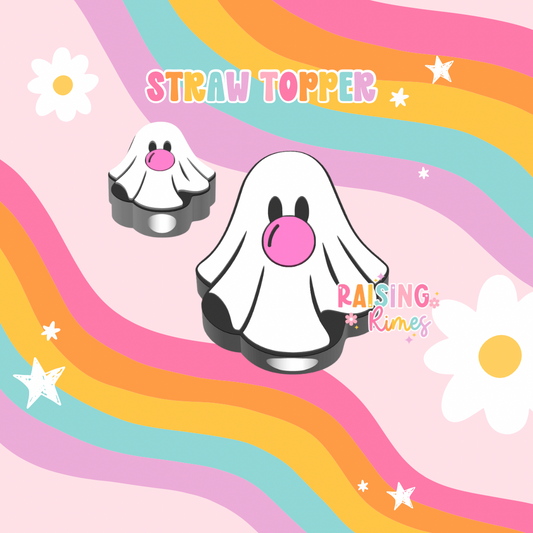 Ghost Blowing Bubblegum Straw Topper