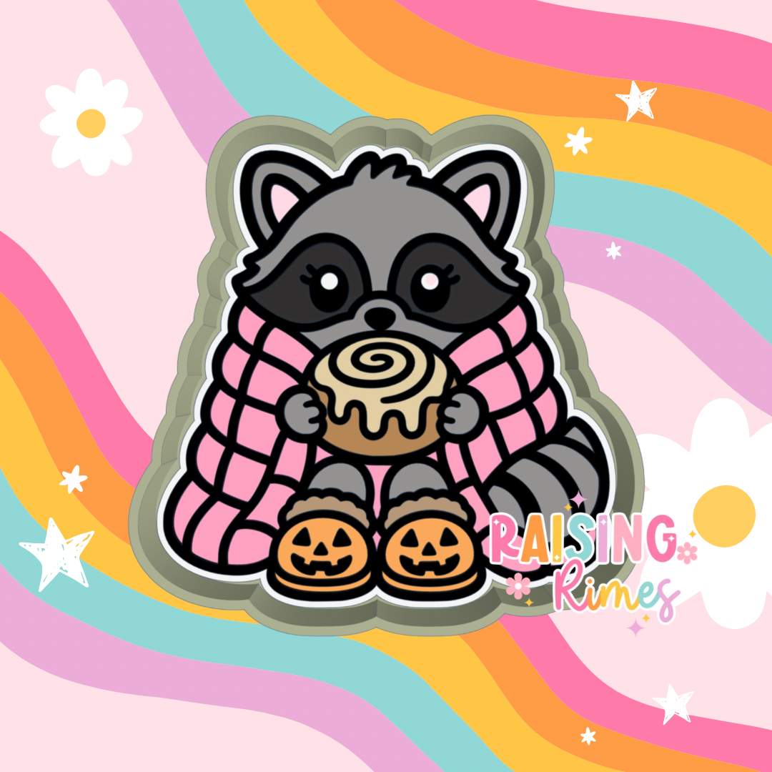 Cozy Raccoon w/ Cinnamon Roll Silicone Mold
