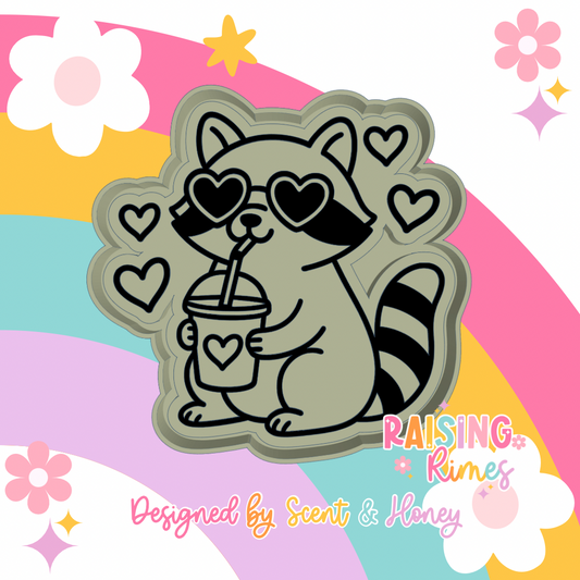 Heart Raccoon w/ Drink Silicone Mold