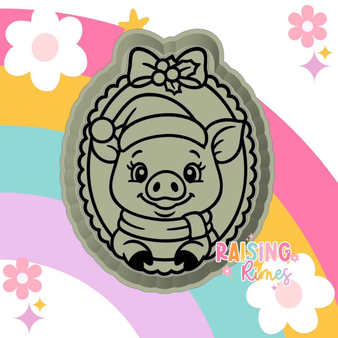 Christmas Piggy Frame Silicone Mold