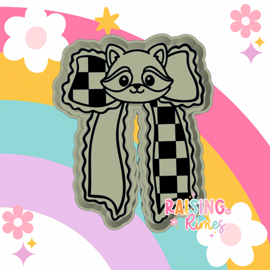 Checkered Raccoon Bow Silicone Mold