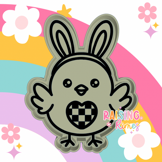 Checkered Heart Easter Chick Silicone Mold