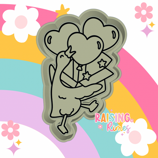 Goose w/ Box & Heart Balloons Silicone Mold