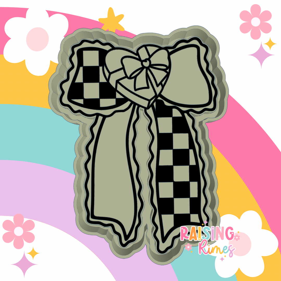 Ribbon Heart Checkered Bow Silicone Mold