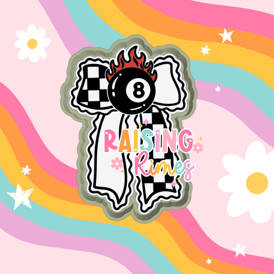 Flame 8 Ball Checkered Bow Silicone Mold