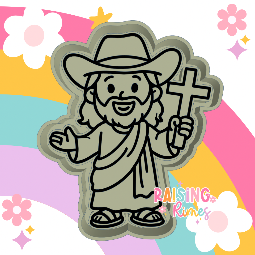 Jesus w/ Cross & Cowboy Hat Silicone Mold