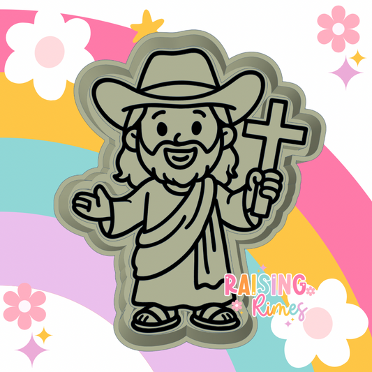 Jesus w/ Cross & Cowboy Hat Silicone Mold