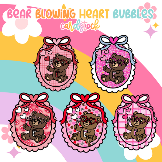 Bear Blowing Heart Bubbles Cardstock Grab Bag