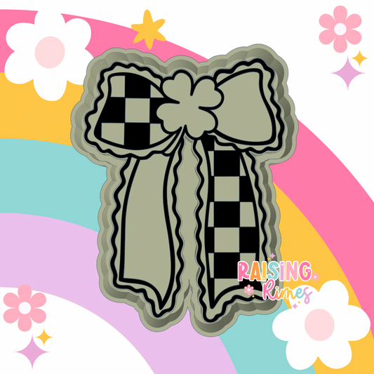 Checkered Shamrock Bow Silicone Mold