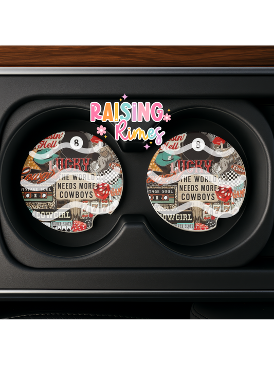 More Cowboys Collage Coaster Set