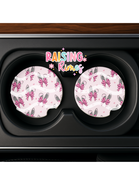 Checkered Bunny Ears Coaster Set