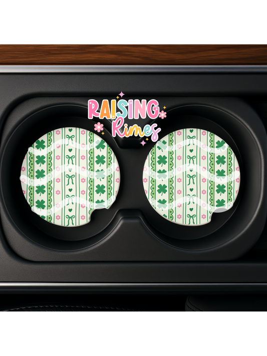 Girly St. Patty Clover Coaster Set