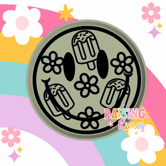 Floral Popsicle Smiley Silicone Mold