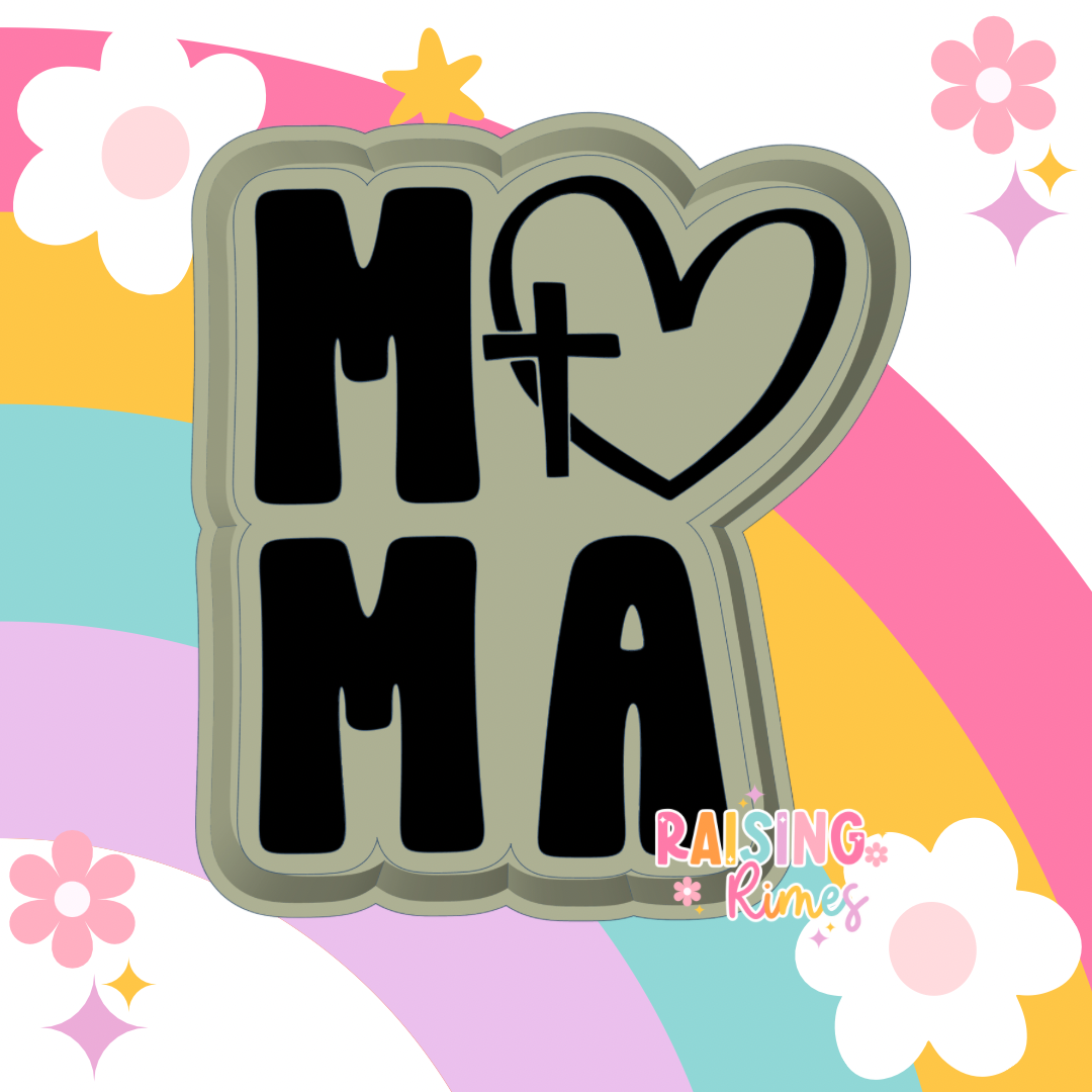 Mama w/ Heart & Cross Silicone Mold