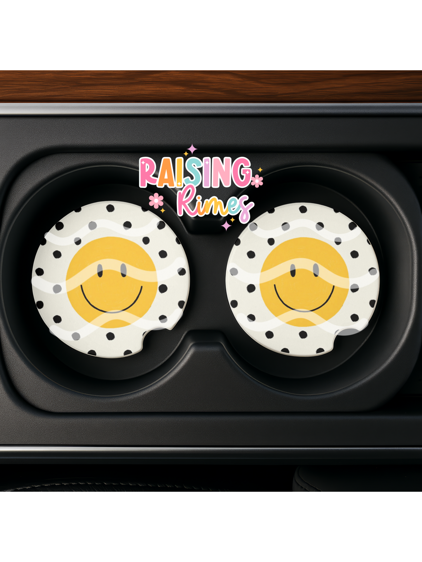 Smiley Polka Dot Coaster Set