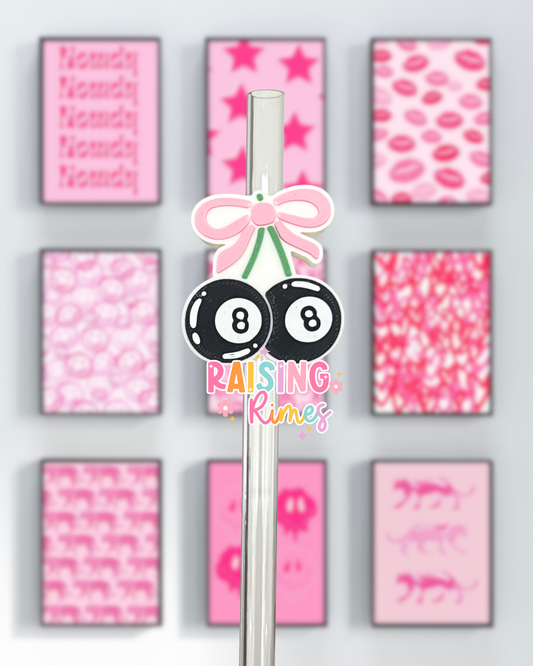 8 Ball Cherry Straw Topper