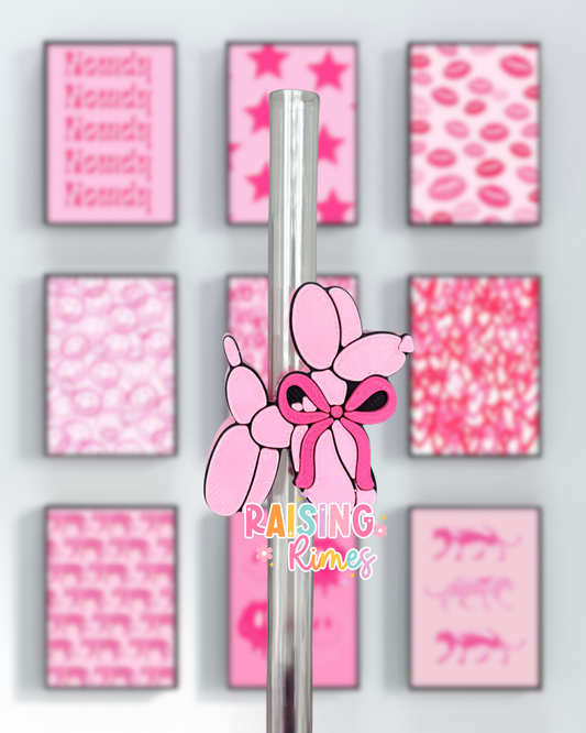 Balloon Dog w/ Bow Straw Topper