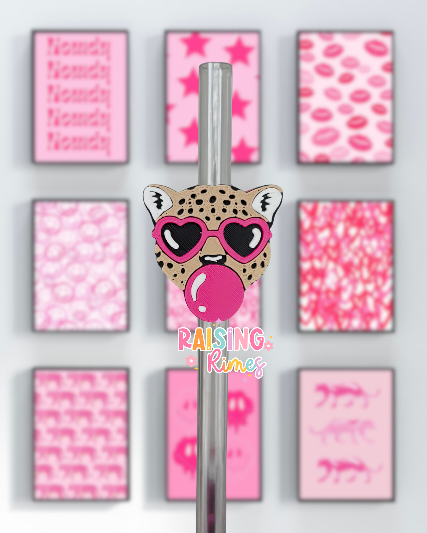 Leopard Bubblegum Straw Topper