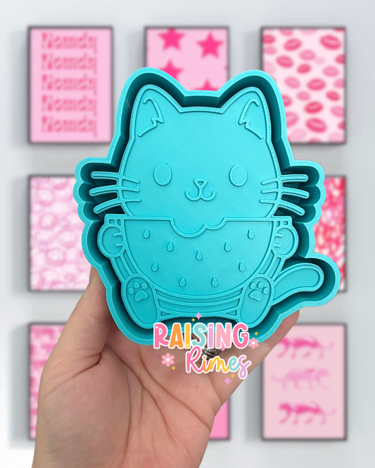 Cat w/ Watermelon Silicone Mold