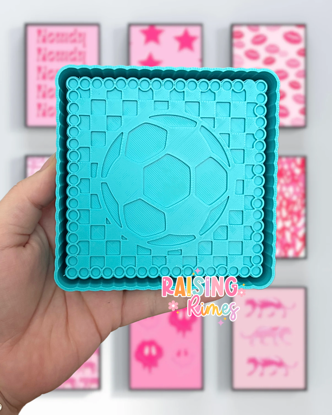 Checkered Frame Soccer Silicone Mold