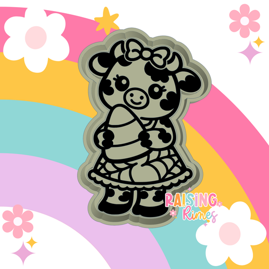 Cow In Dress Holding Candy Corn Silicone Mold
