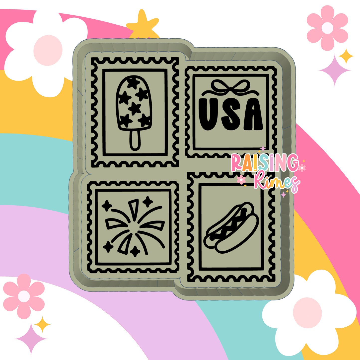 USA Stamp Collage Silicone Mold